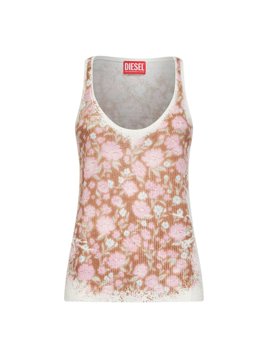 Multicolor ribbed knit M-Blommin printed tank top