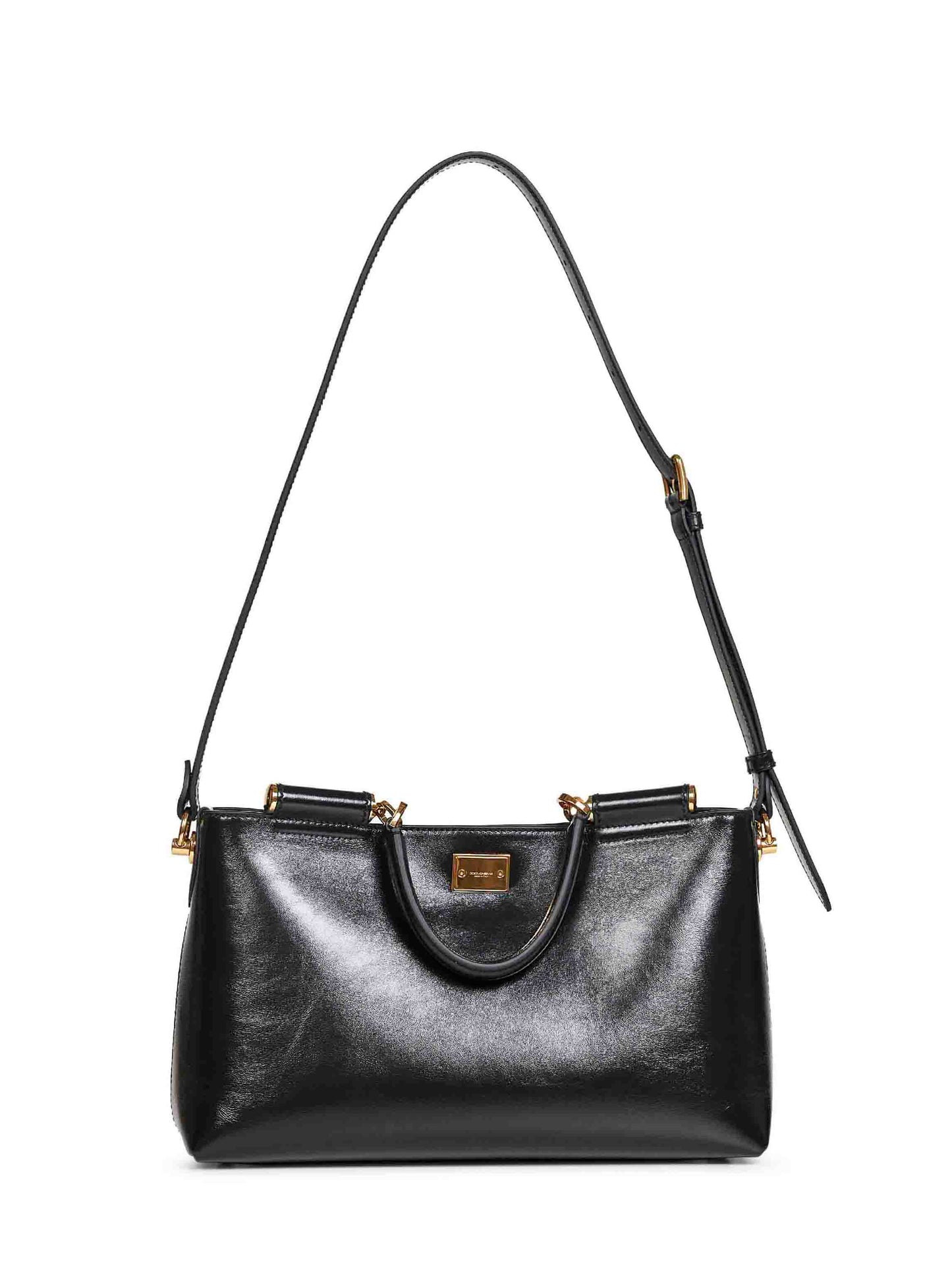 Black handbag with shoulder strap