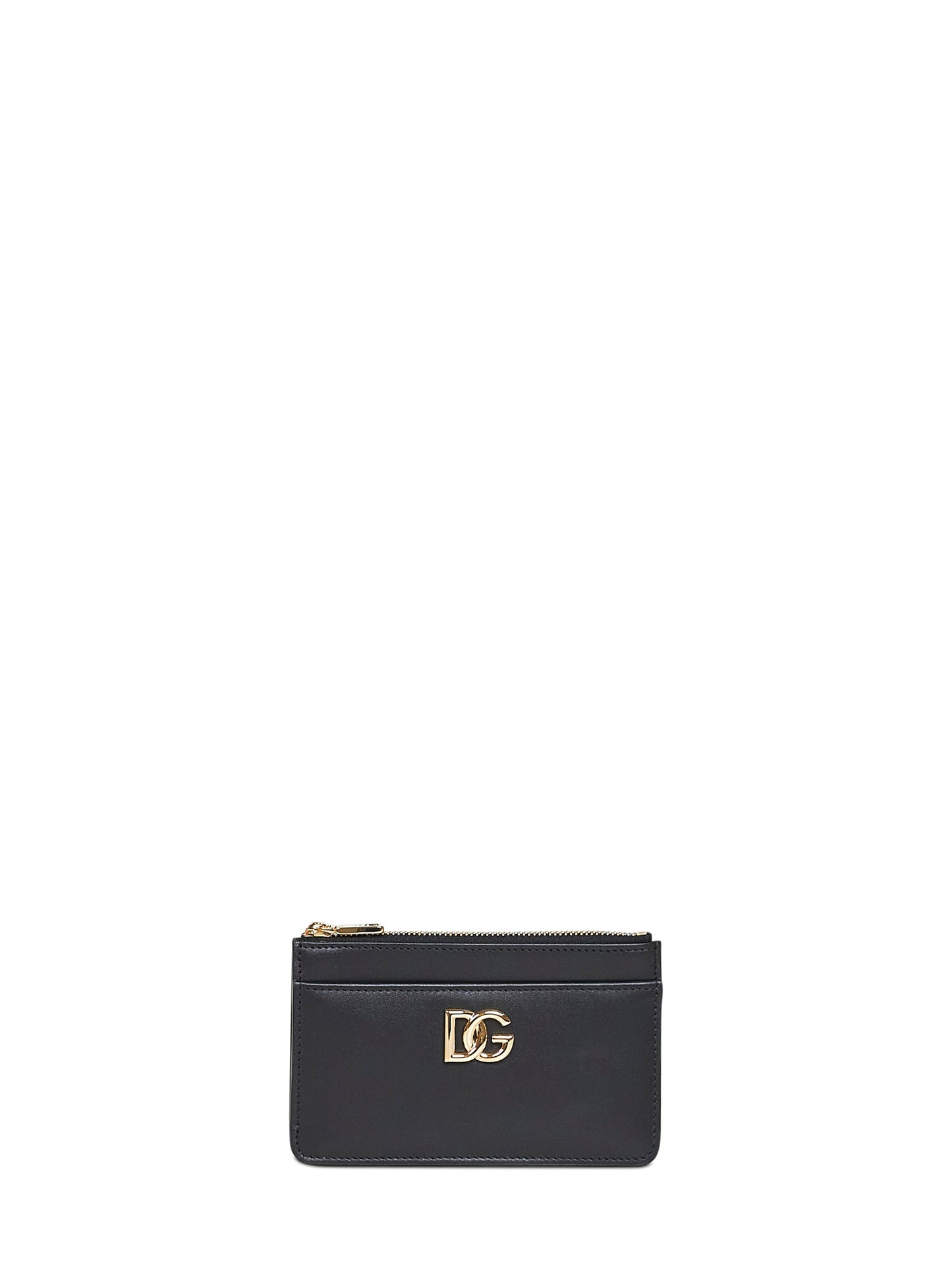 Black calf leather logo card holder