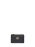 Black calf leather logo card holder