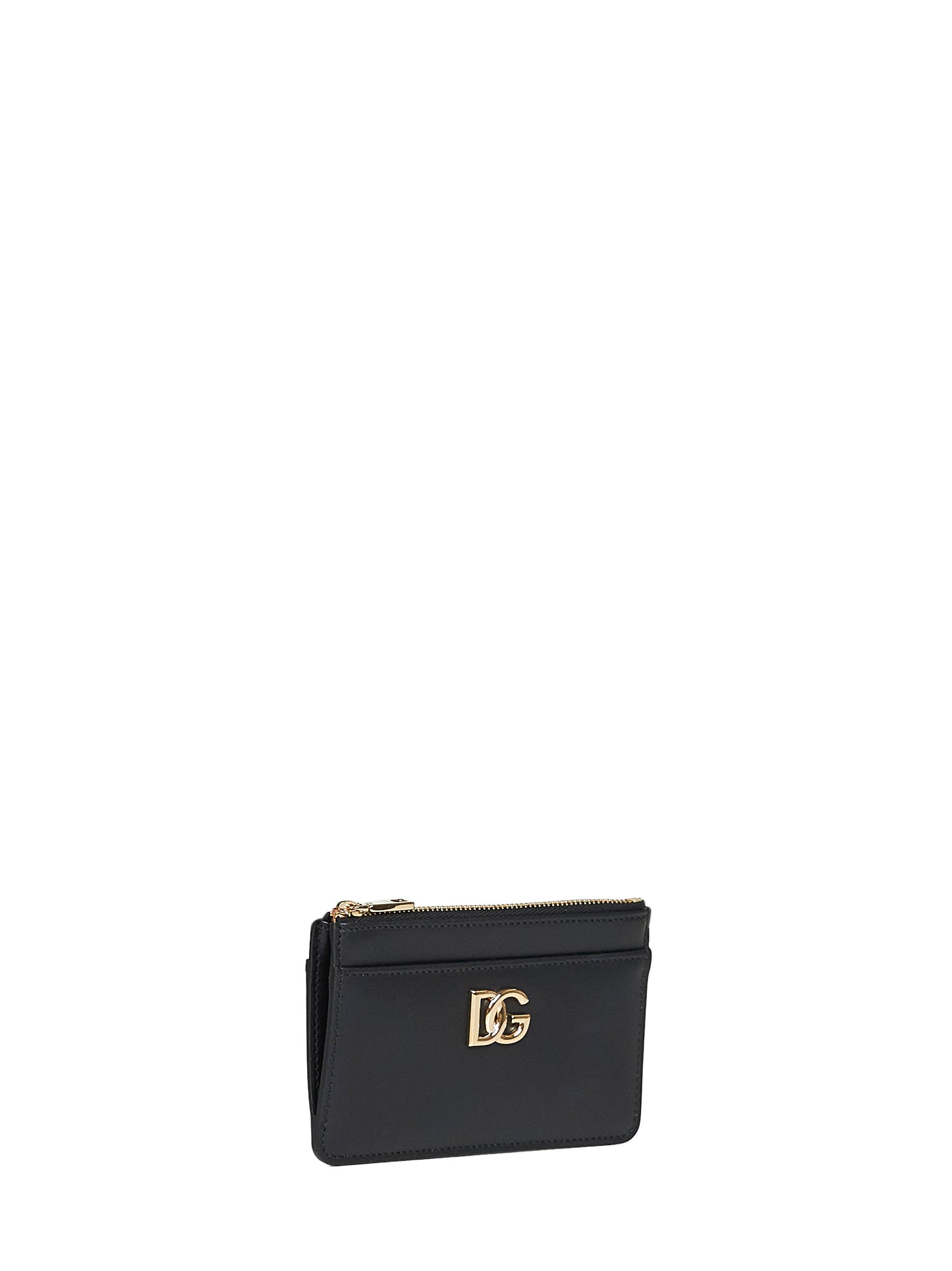 Black calf leather logo card holder