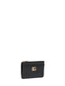 Black calf leather logo card holder