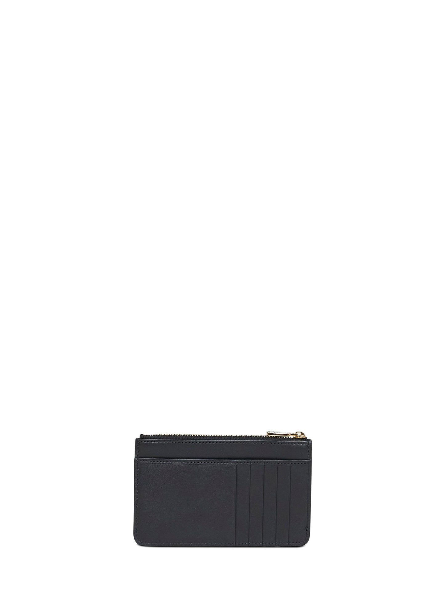 Black calf leather logo card holder
