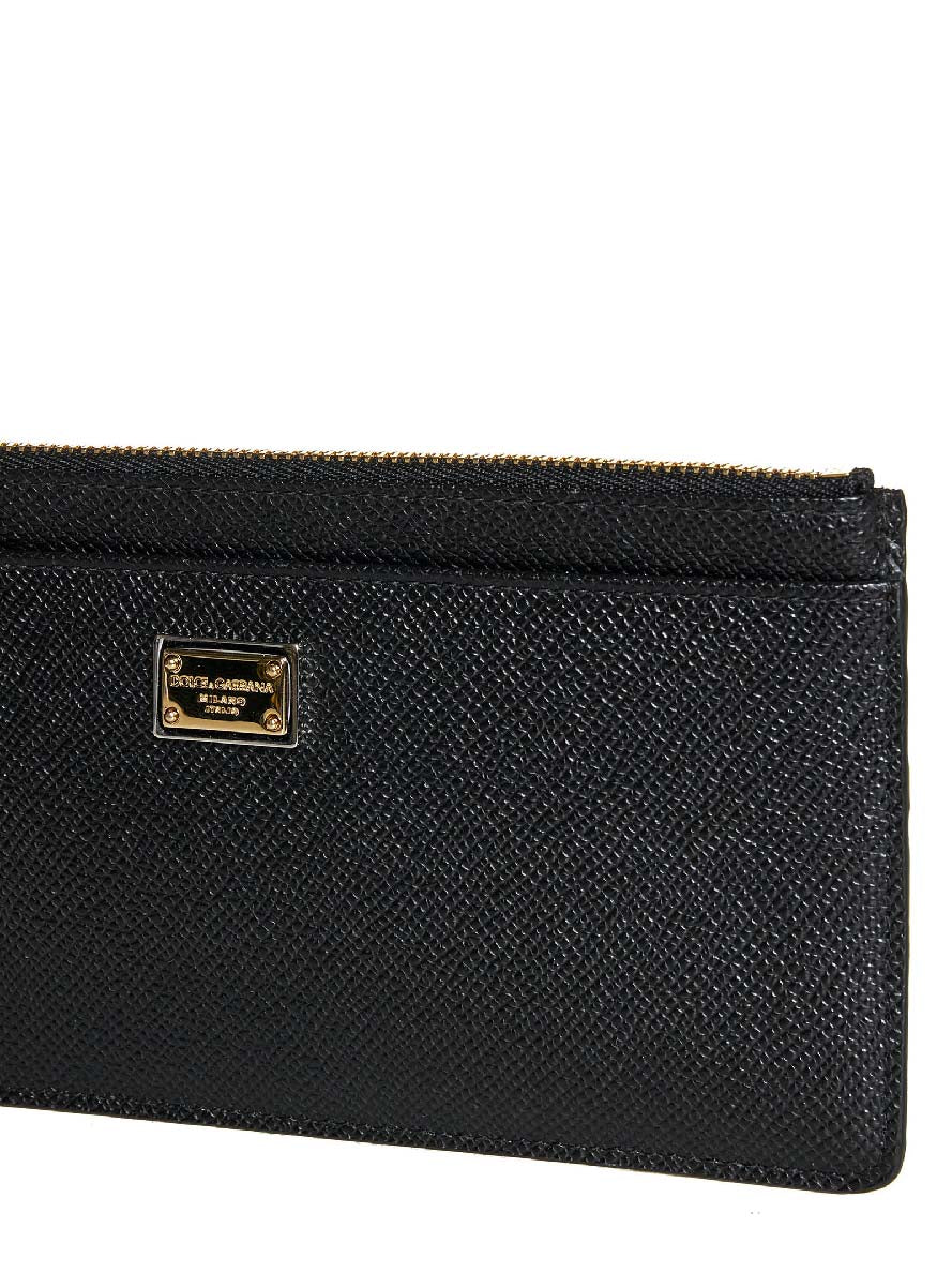 Large black Dauphine leather card case