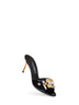 Black patent leather crystal embellished sandals