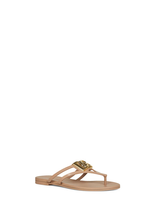 Powder pink rubber logo thong sandals