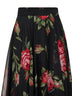 Rose bouquet printed chiffon midi full skirt