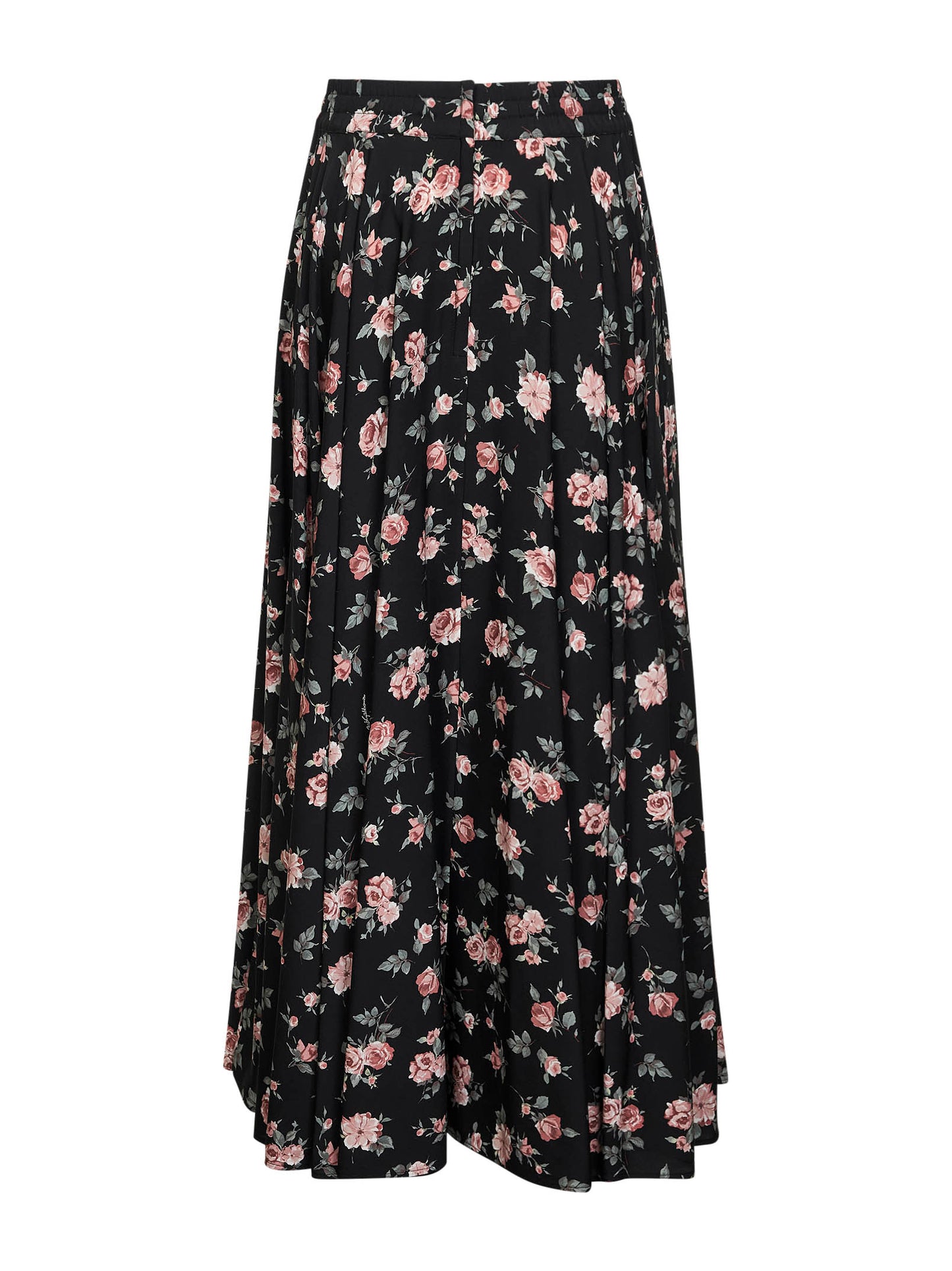 Vintage rose printed charmeuse long full skirt