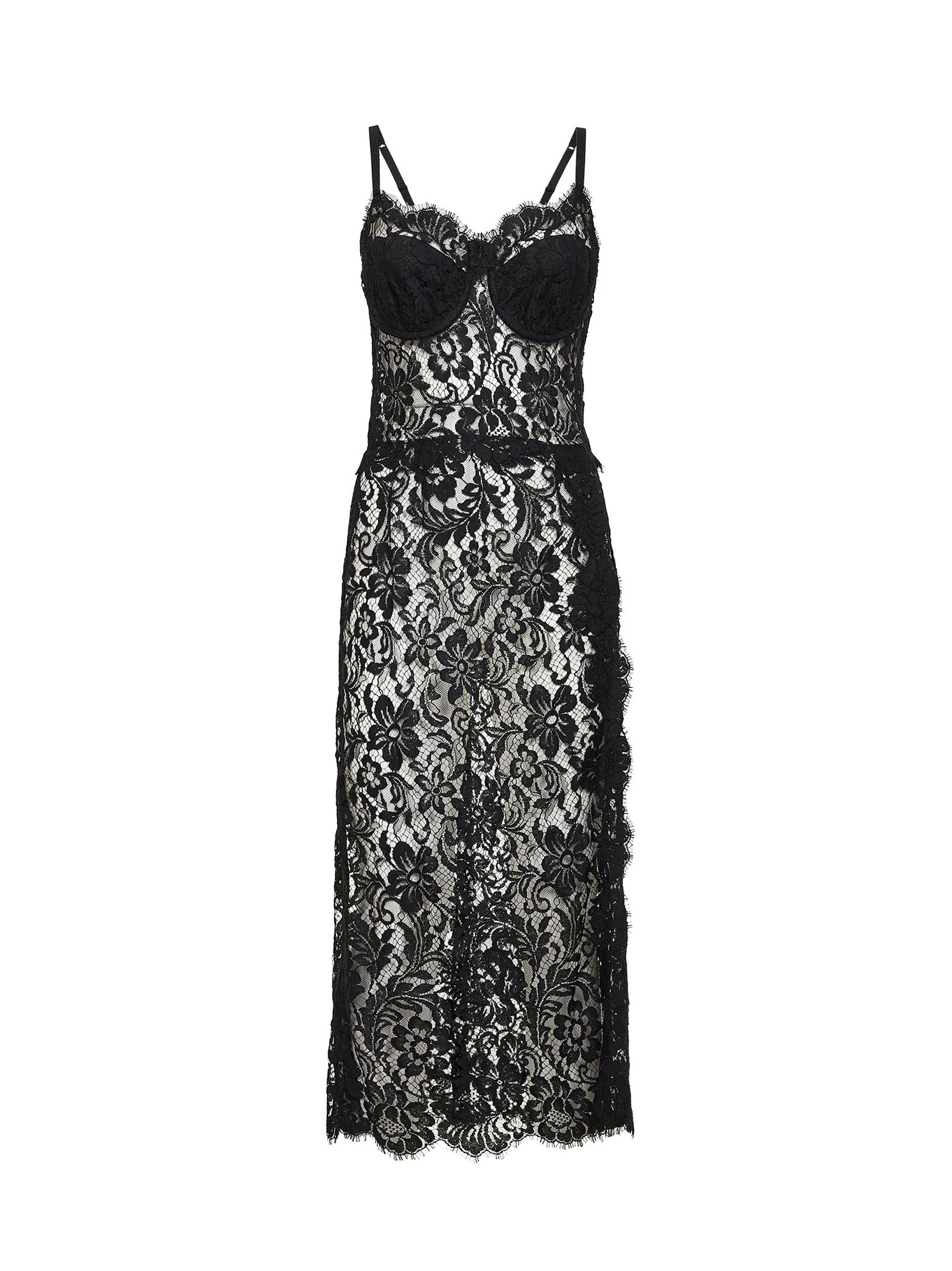 black lace dolce and gabbana dress Floral lace midi dress