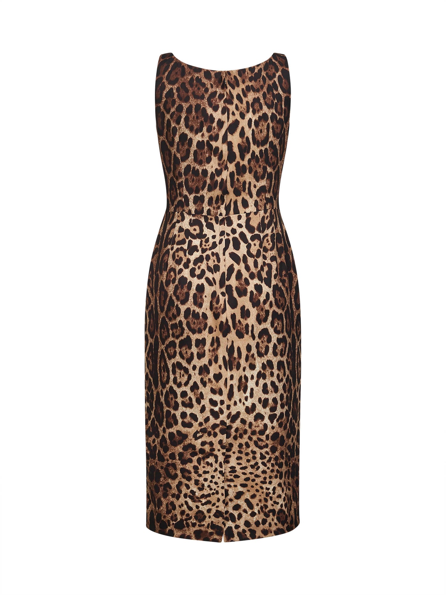 Abito midi in charmeuse stretch stampa Leopardo