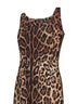 Abito midi in charmeuse stretch stampa Leopardo