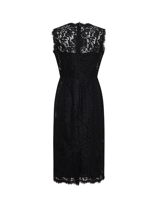 Abito longuette a tubino in pizzo nero