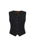 Black stretch wool vest with Leopard-print back