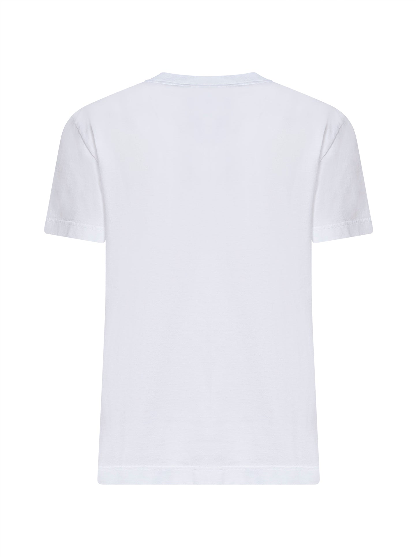 T-shirt in jersey bianco con logo in strass