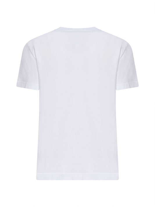 T-shirt in jersey bianco con logo in strass