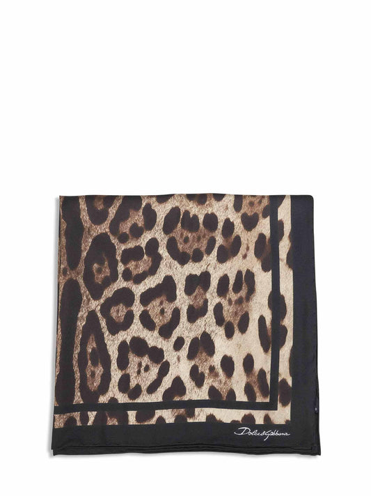 Leopard print silk twill scarf