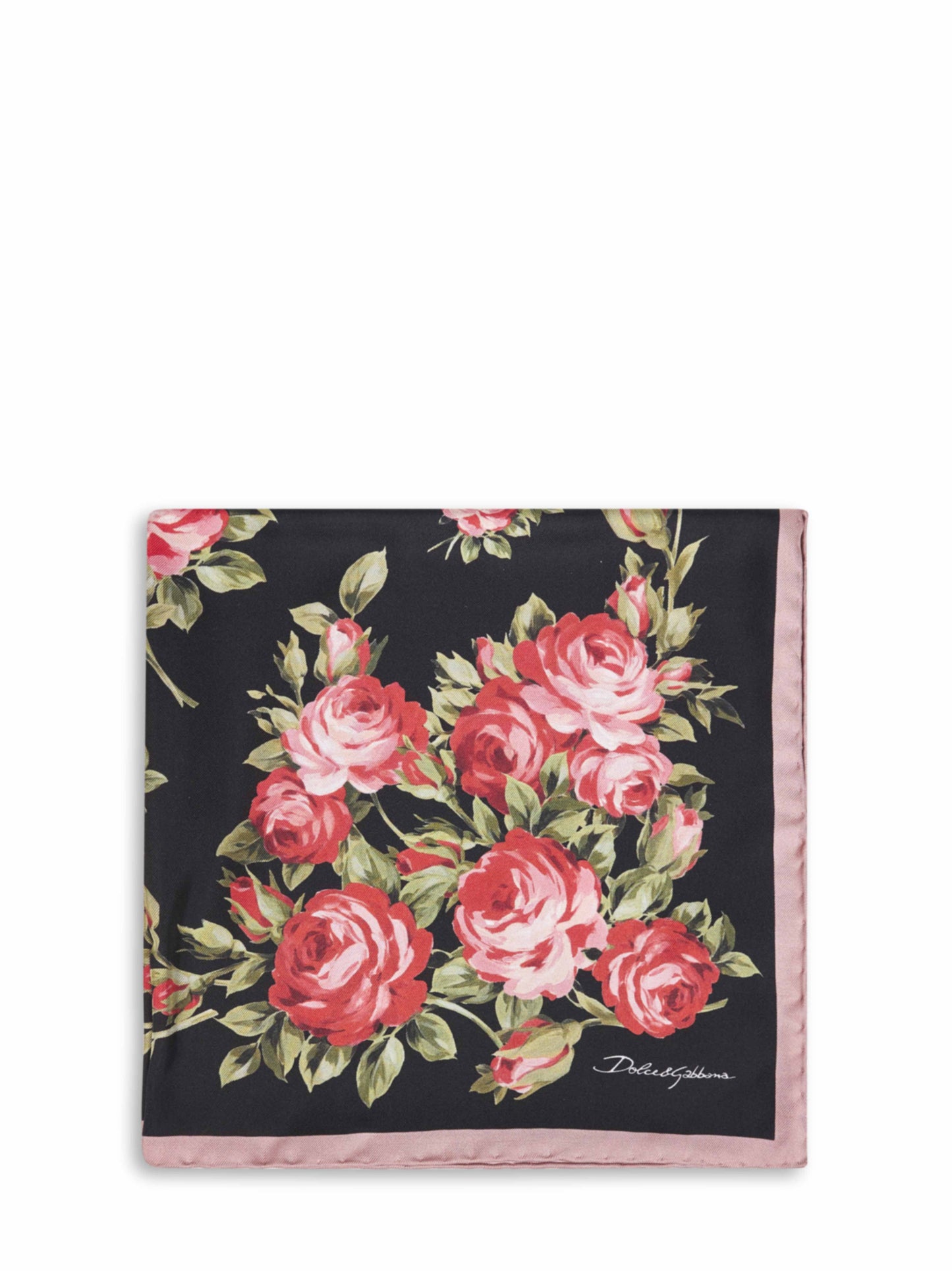 Rose bouquet print silk twill scarf