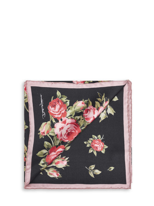Rose bouquet print silk twill scarf