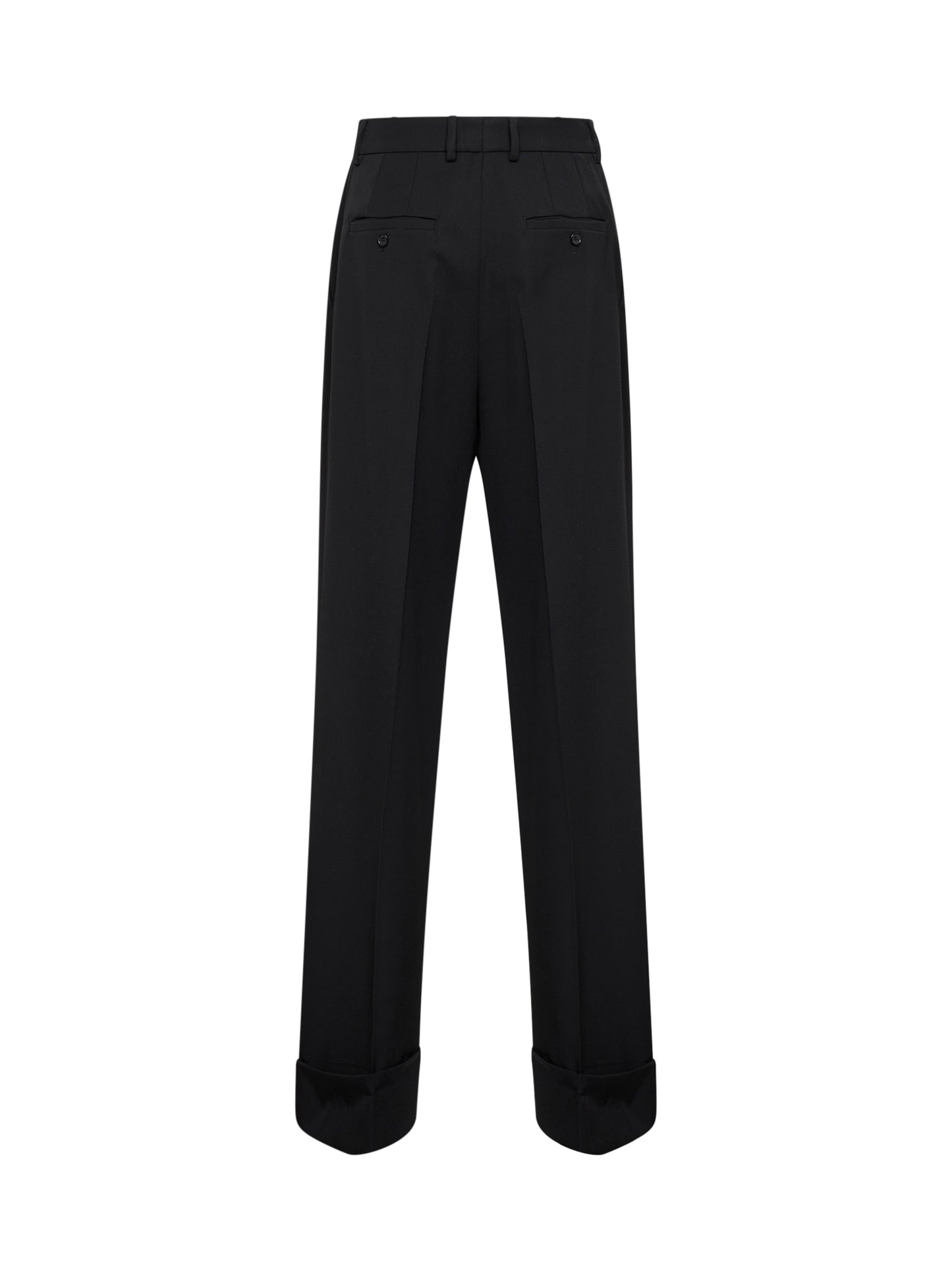 Pantaloni dritti in gabardina di lana nera