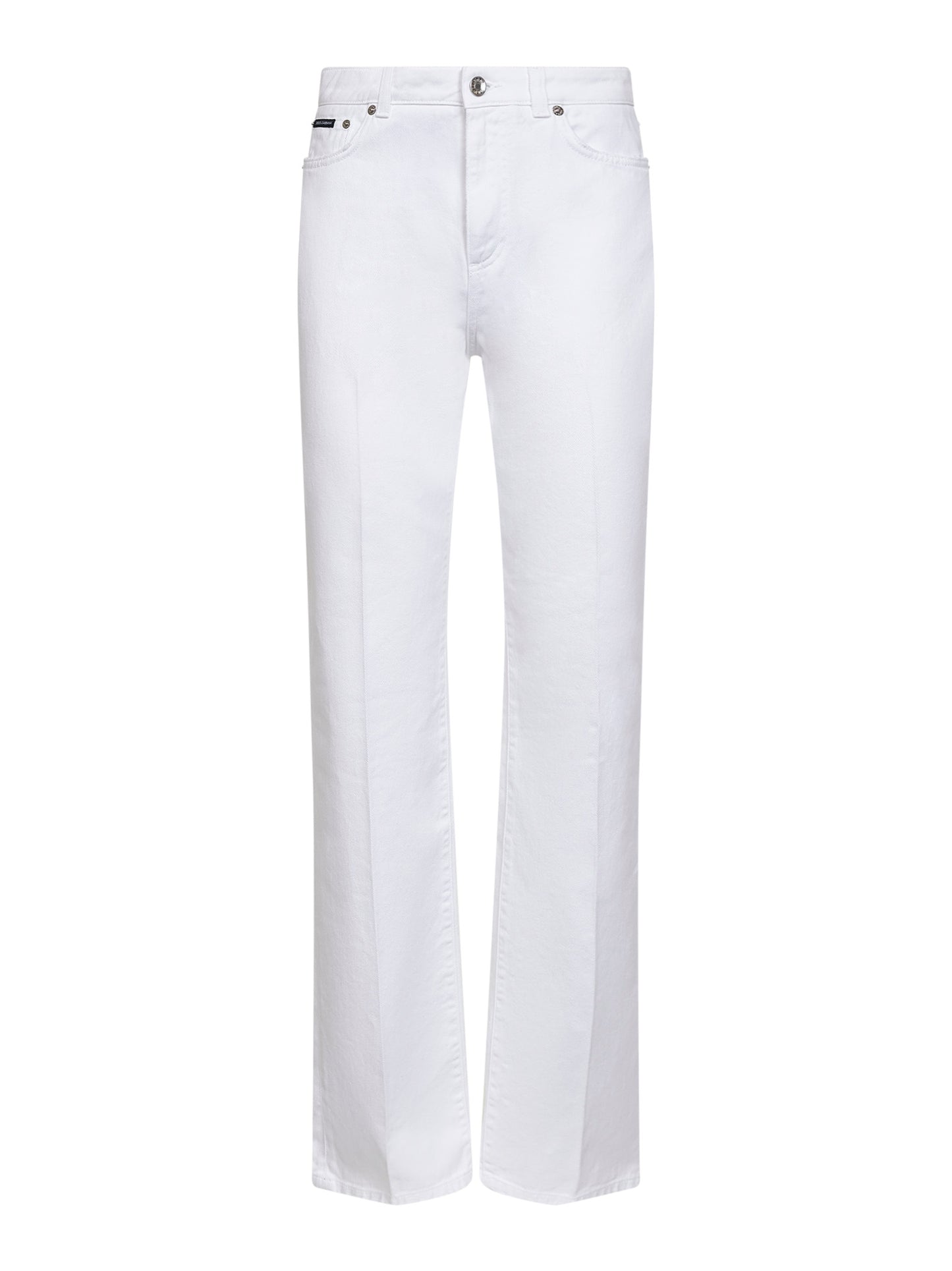 White cotton denim flared jeans