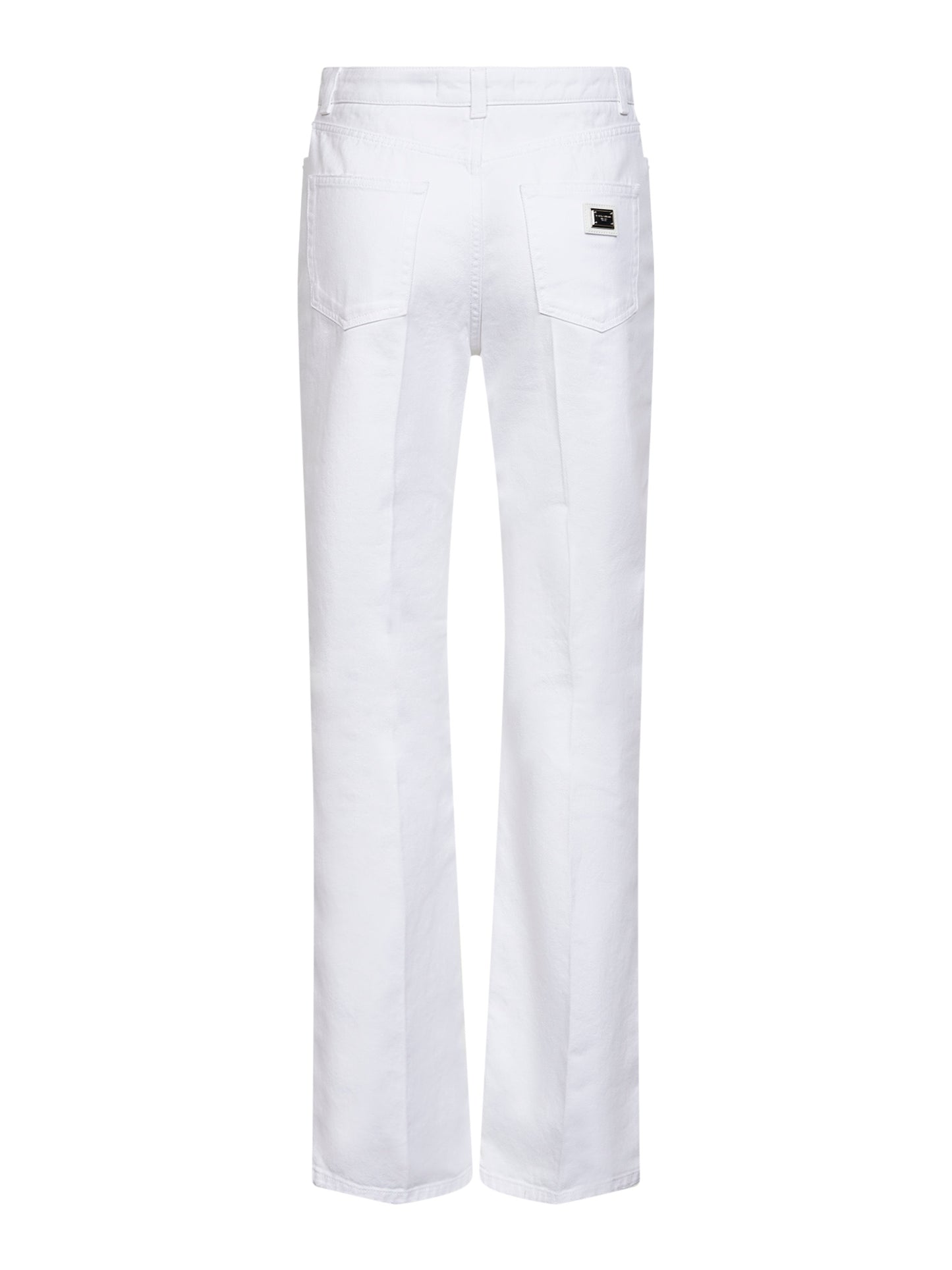 White cotton denim flared jeans