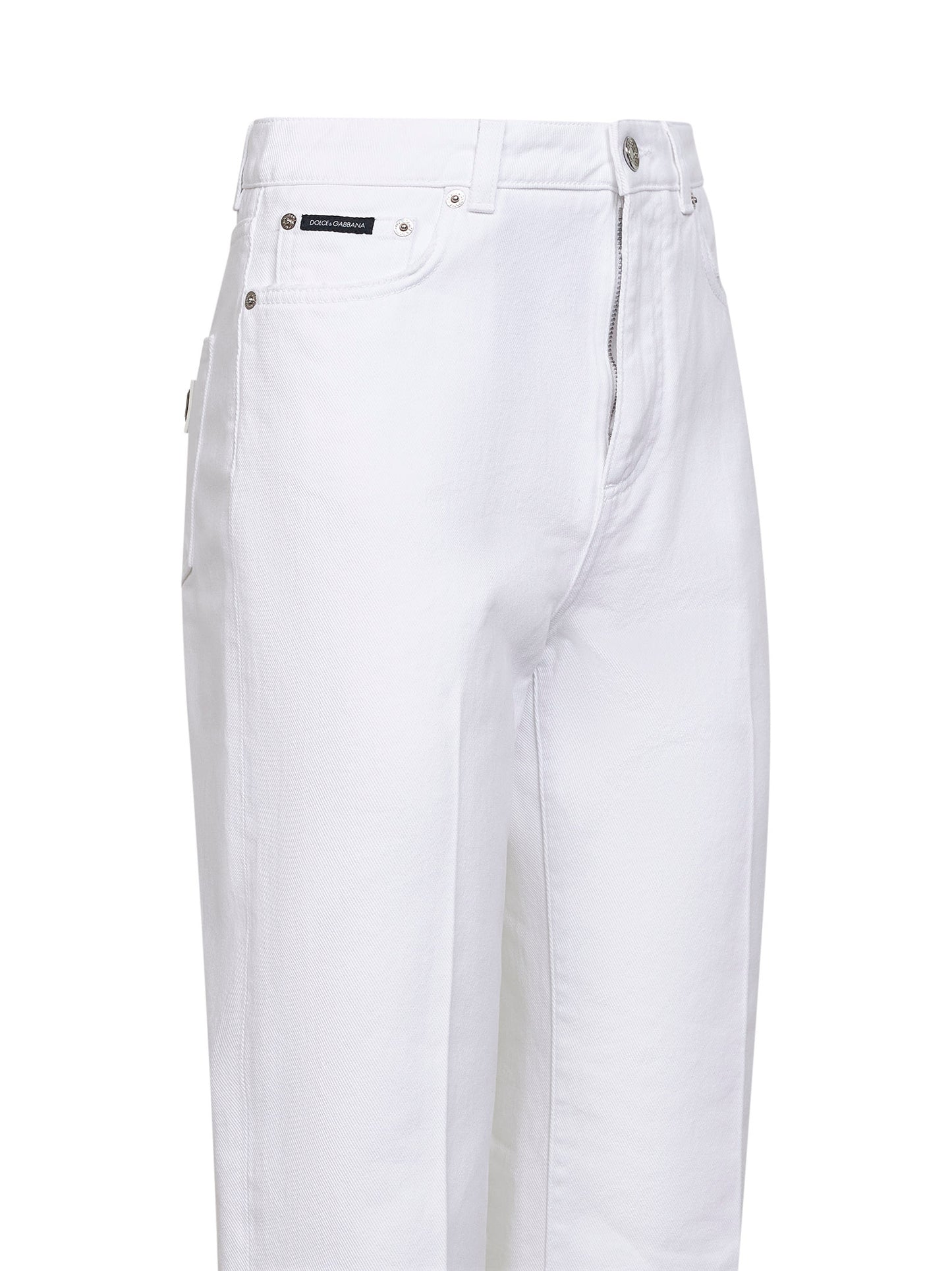 White cotton denim flared jeans