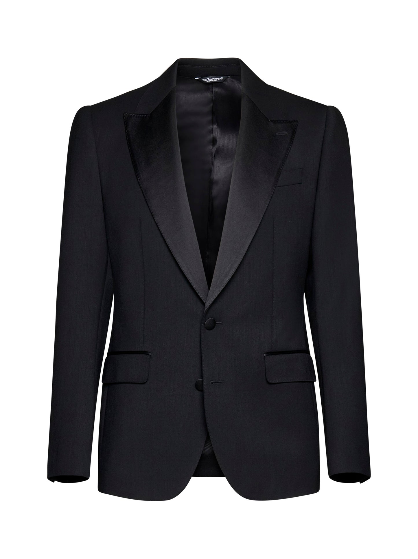 Black stretch wool Sicilia tuxedo blazer