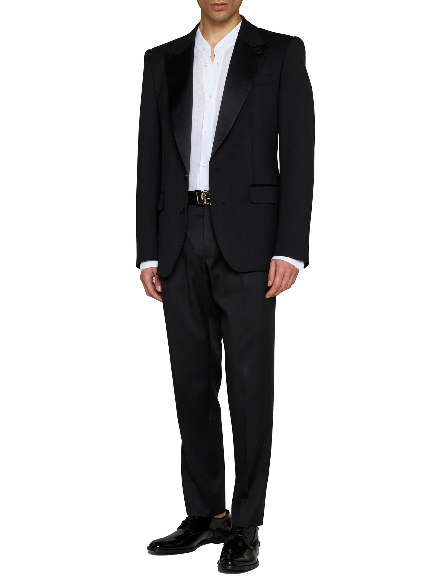 Black stretch wool Sicilia tuxedo blazer