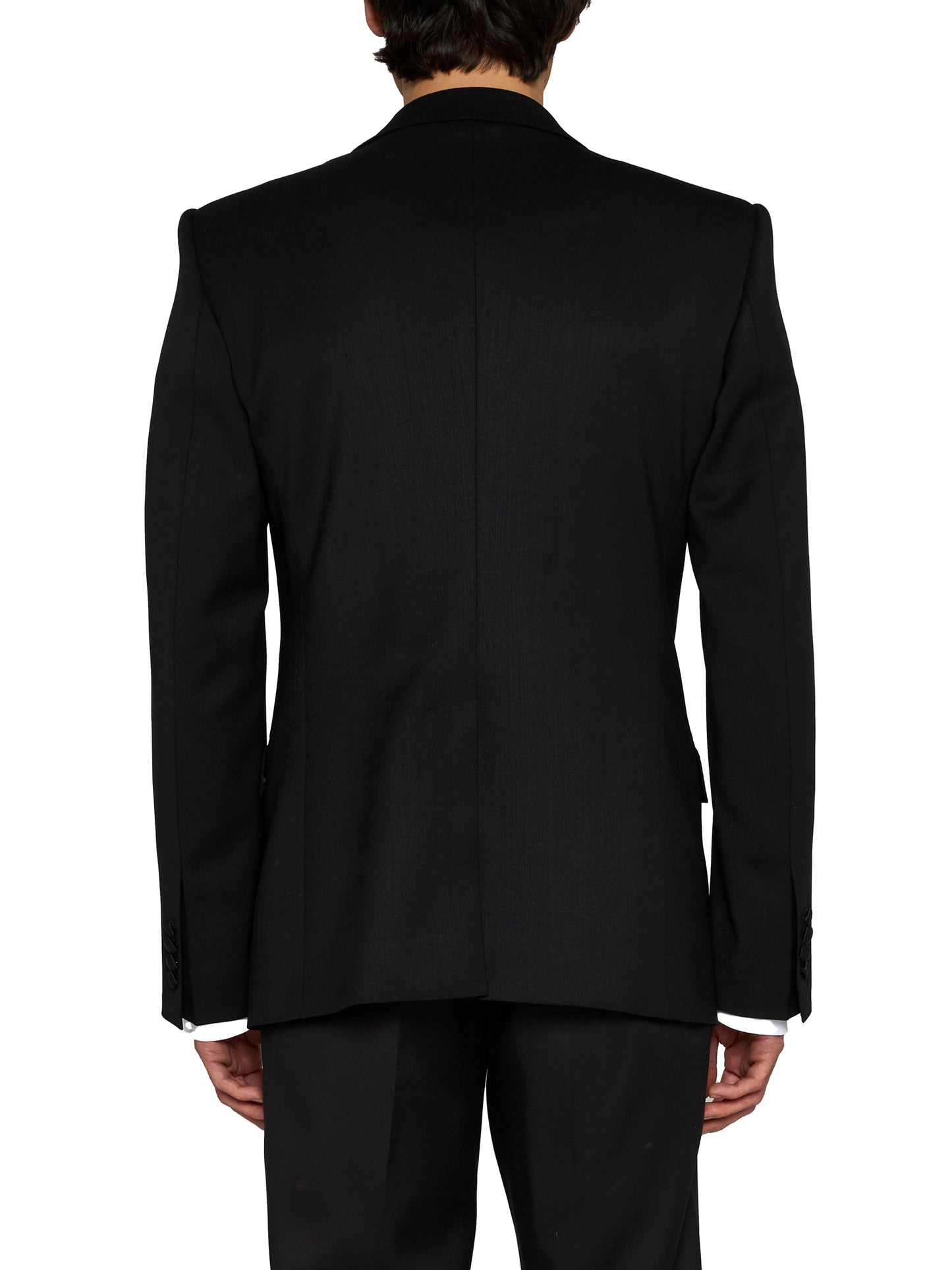 Black stretch wool Sicilia tuxedo blazer