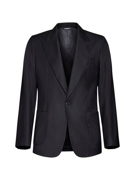 Black wool and silk Miami single-breasted blazer