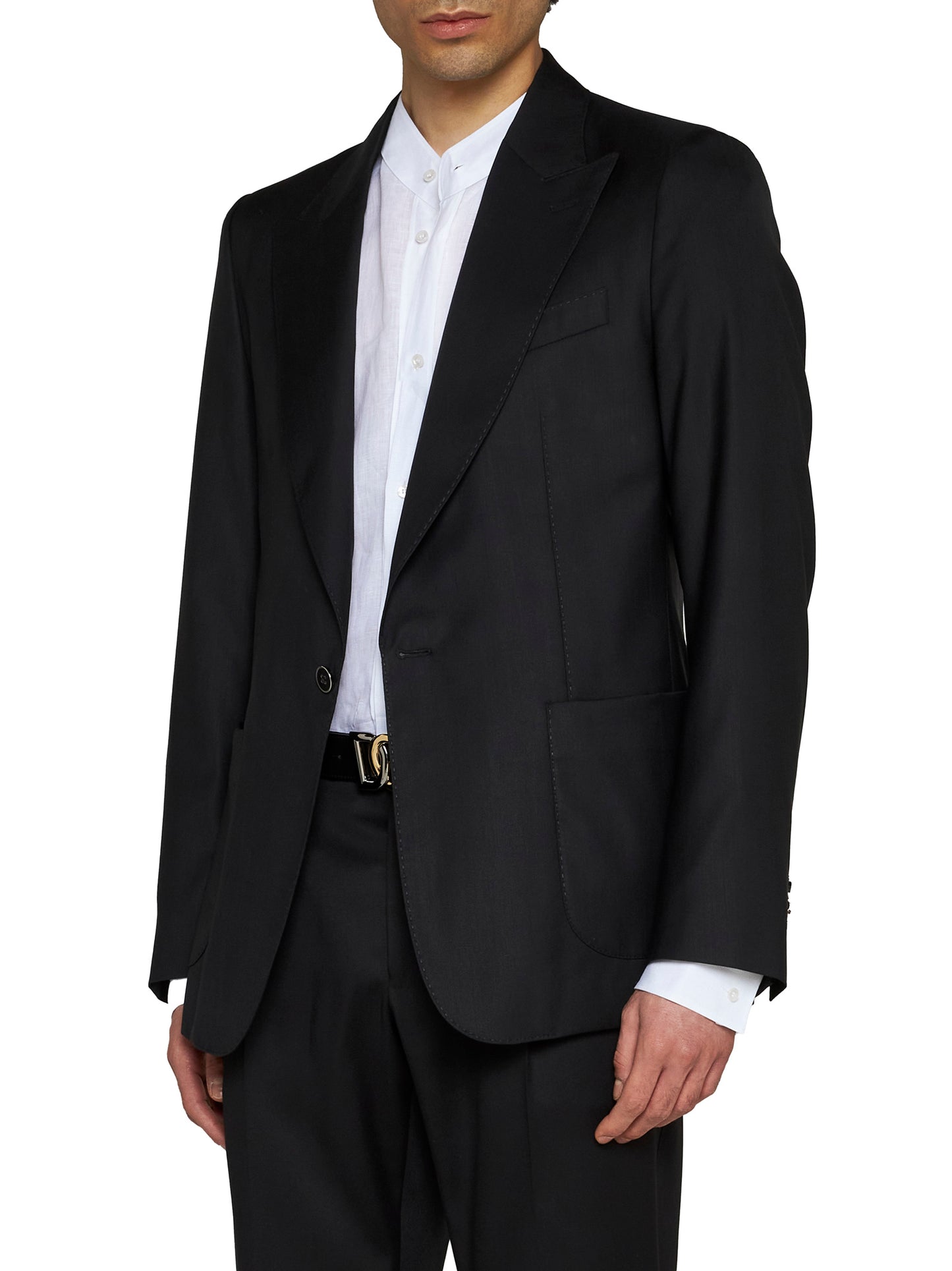 Black wool and silk Miami single-breasted blazer