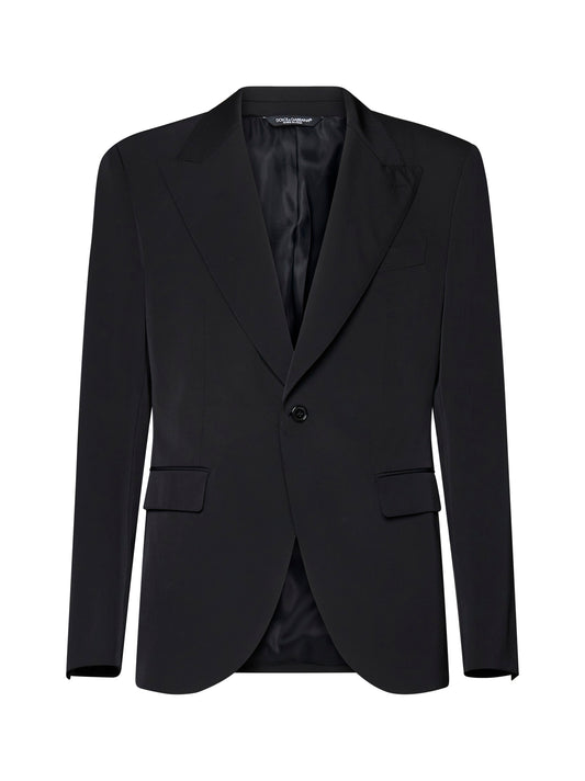 Black technical fabric Sicilia single-breasted blazer