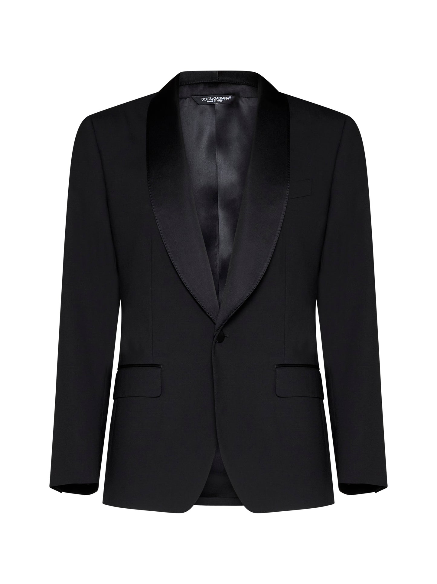 Black stretch wool Sicilia tuxedo blazer