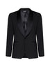 Black stretch wool Sicilia tuxedo blazer