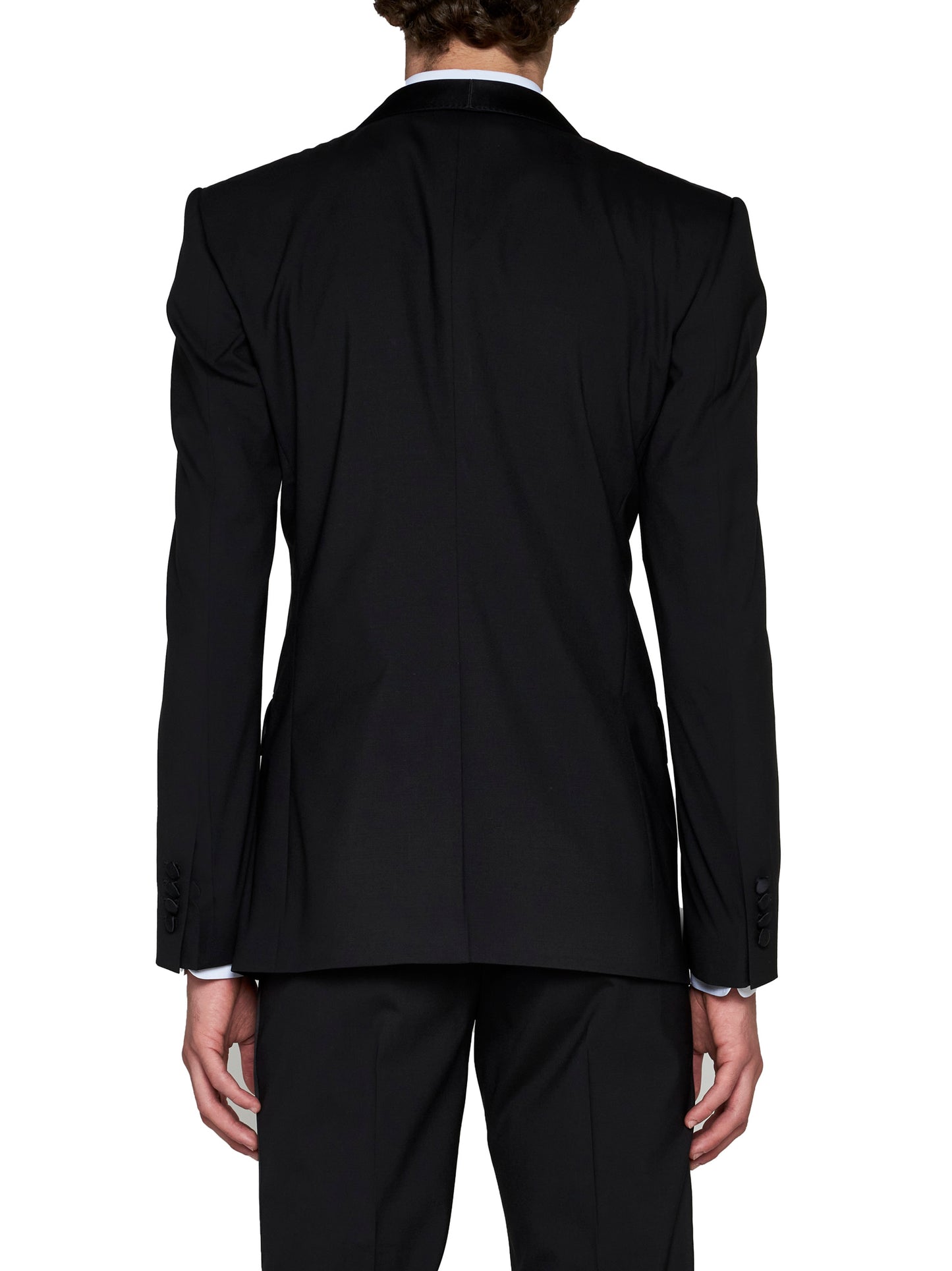Black stretch wool Sicilia tuxedo blazer