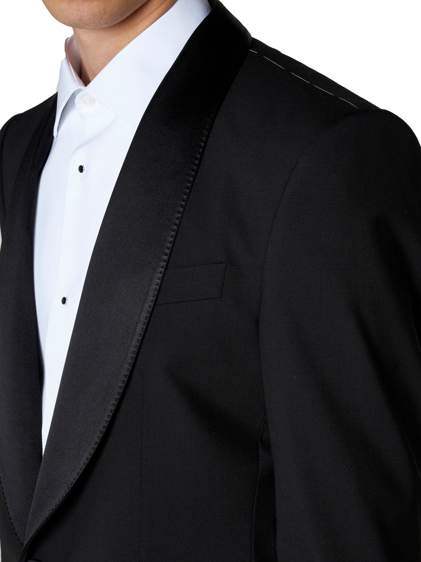 Black stretch wool Sicilia tuxedo blazer