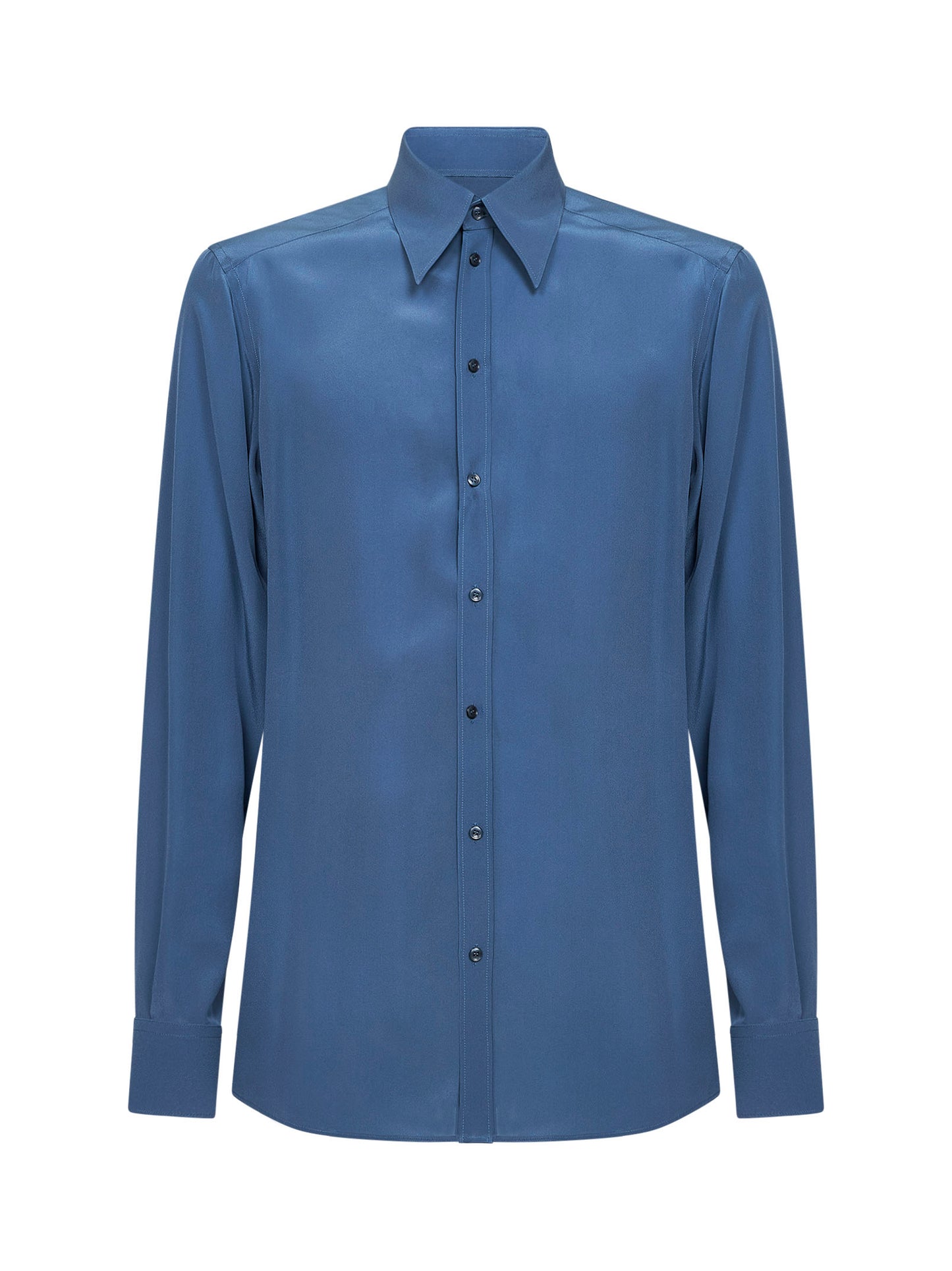 Avio blue silk crêpe de chine Gold shirt