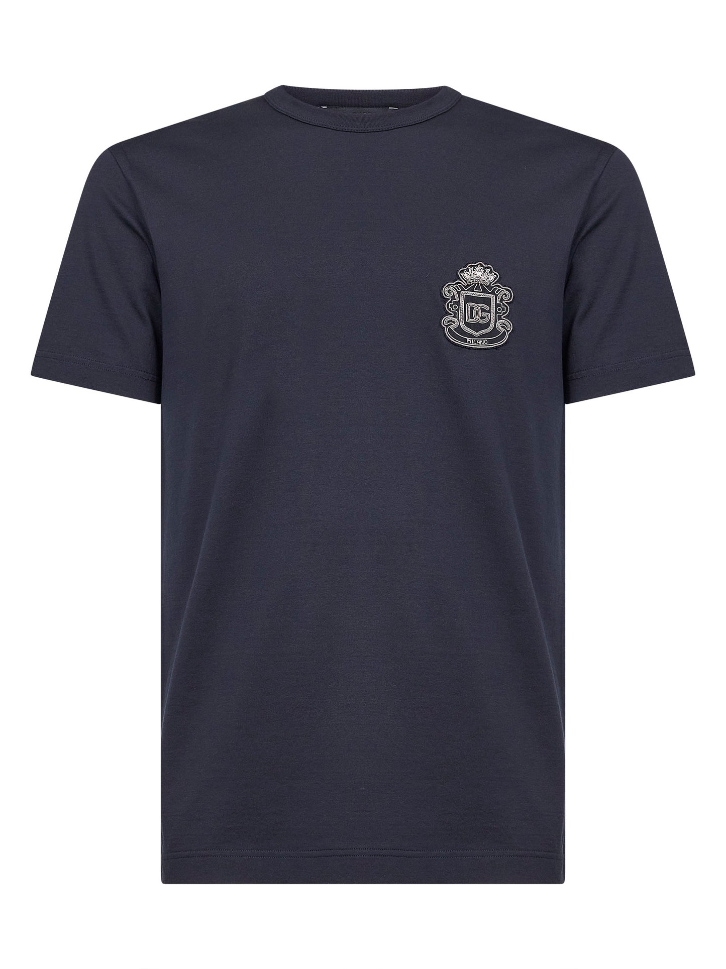 Blue cotton heraldic patch T-shirt