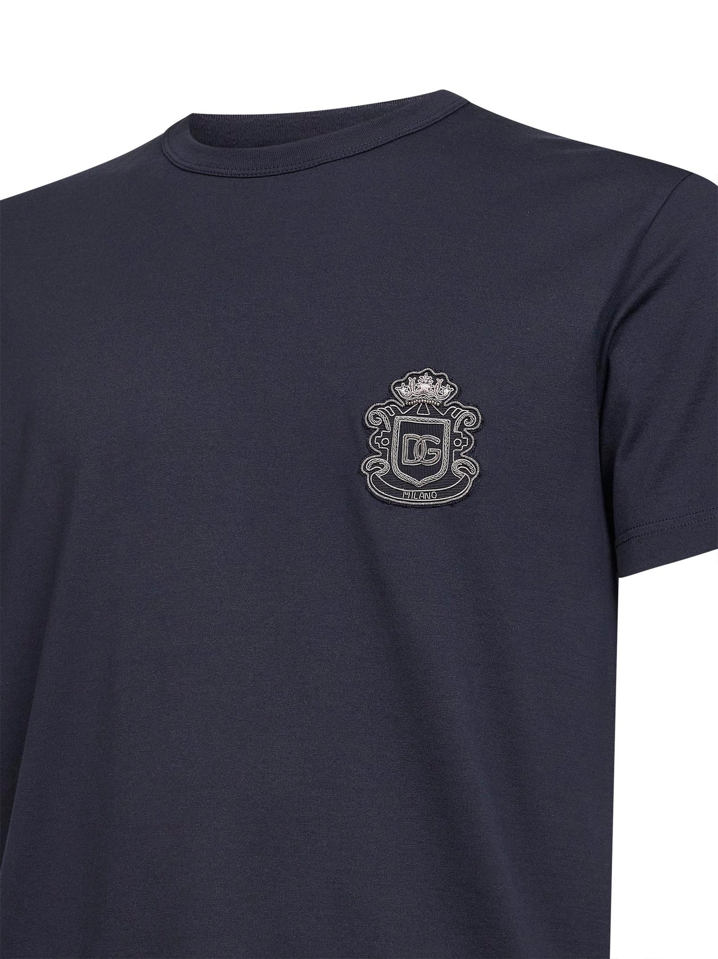 Blue cotton heraldic patch T-shirt