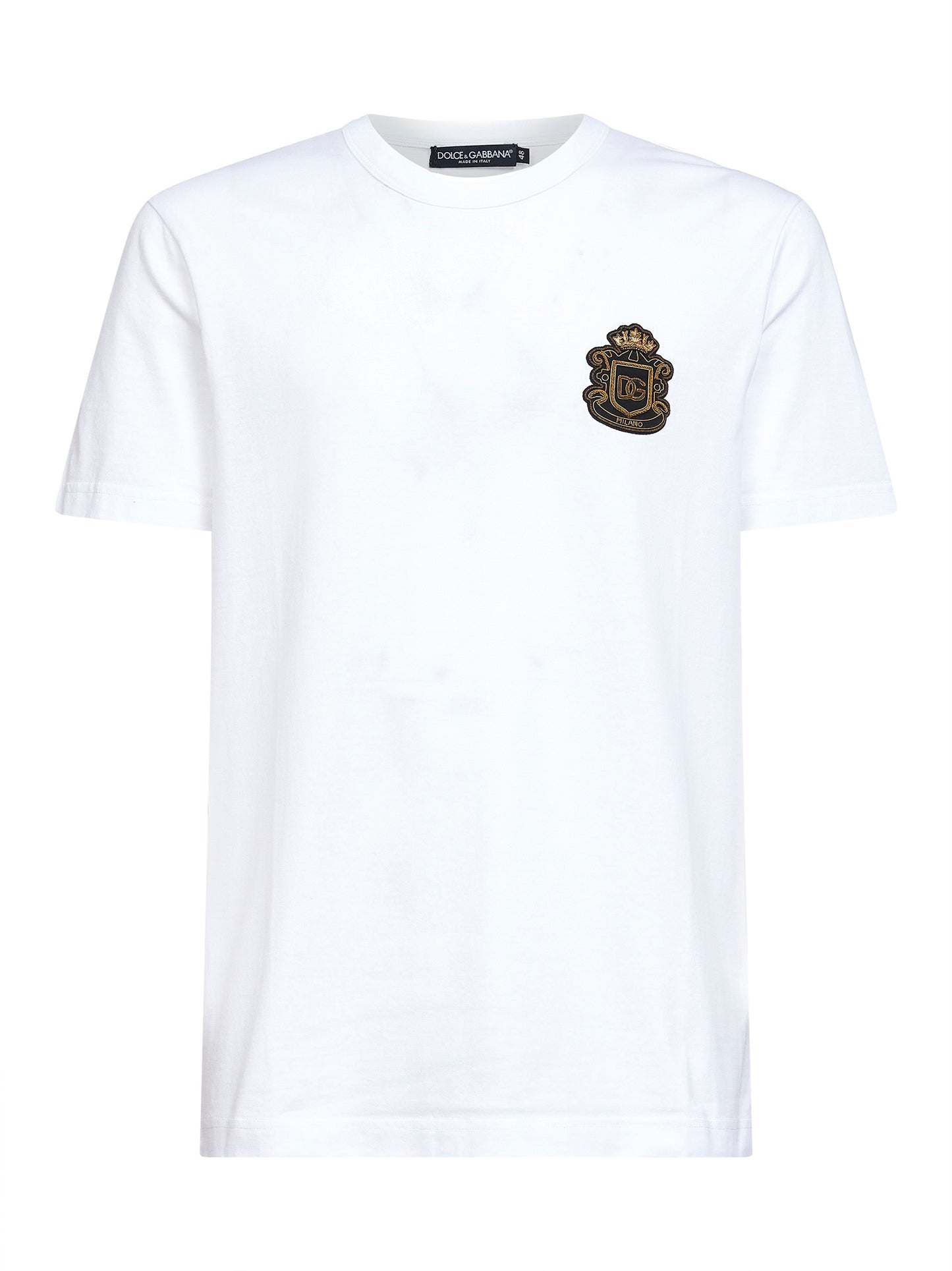 White cotton heraldic patch T-shirt