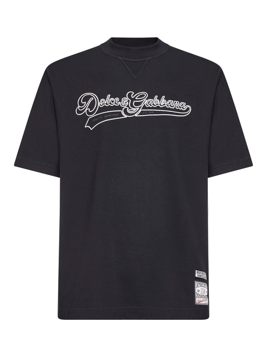 Black cotton jersey logo T-shirt
