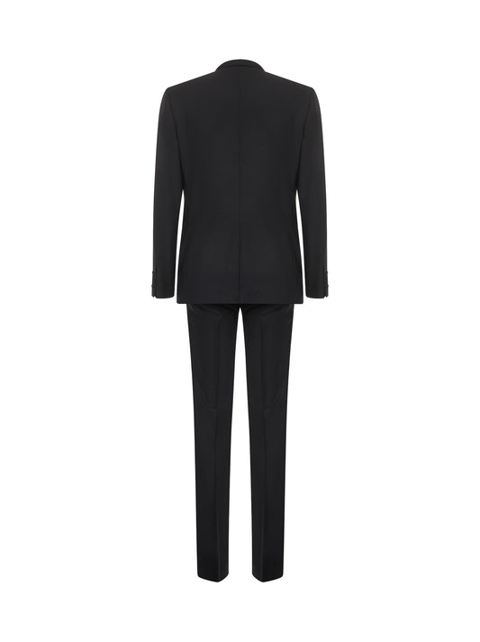 Black wool and silk three-piece Martini tuxedo suit
