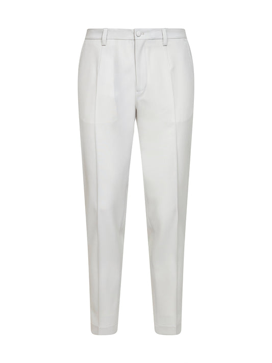 Pantaloni in popeline di lana beige chiaro