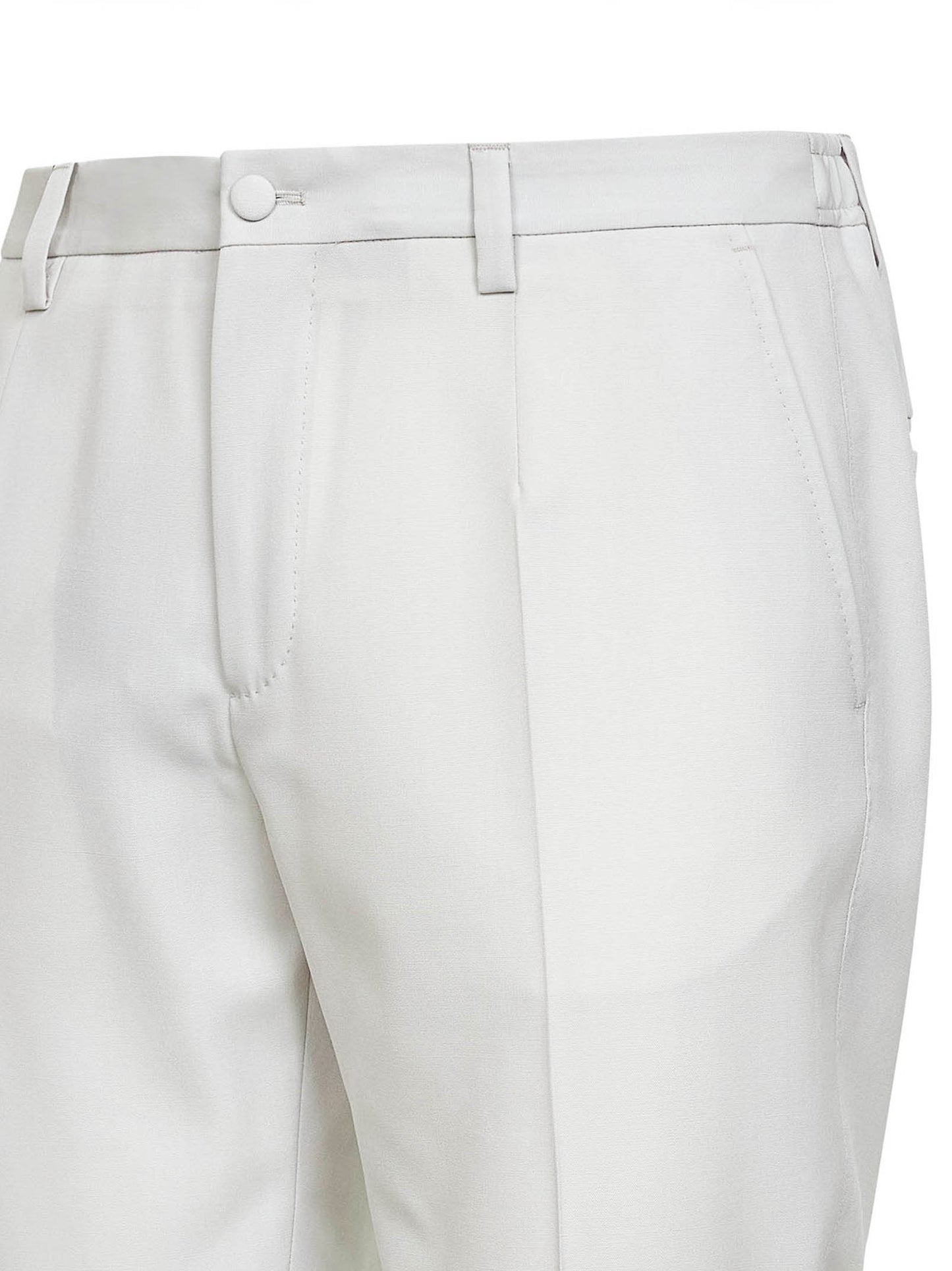 Pantaloni in popeline di lana beige chiaro