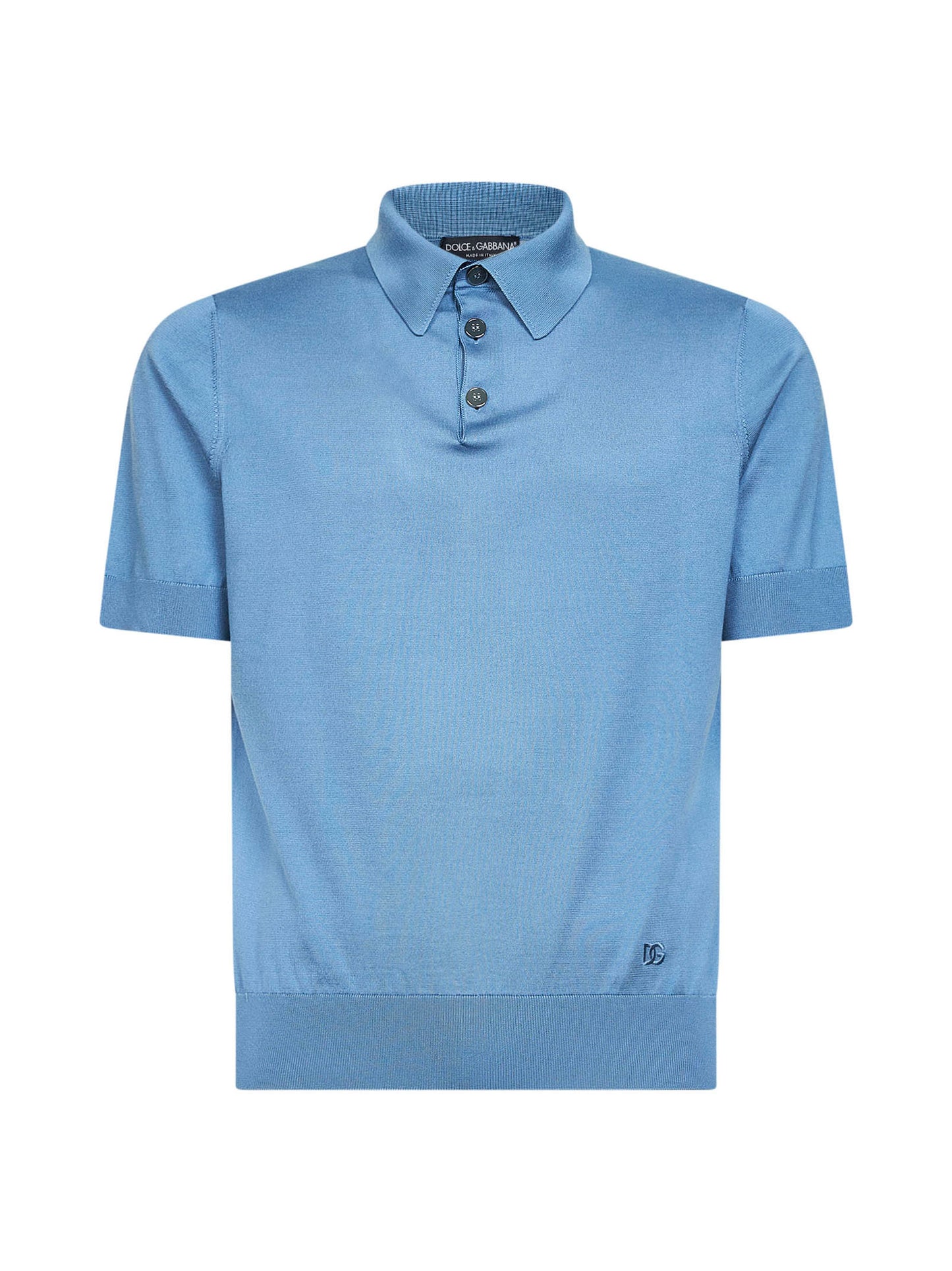 Maglia polo in seta azzurra