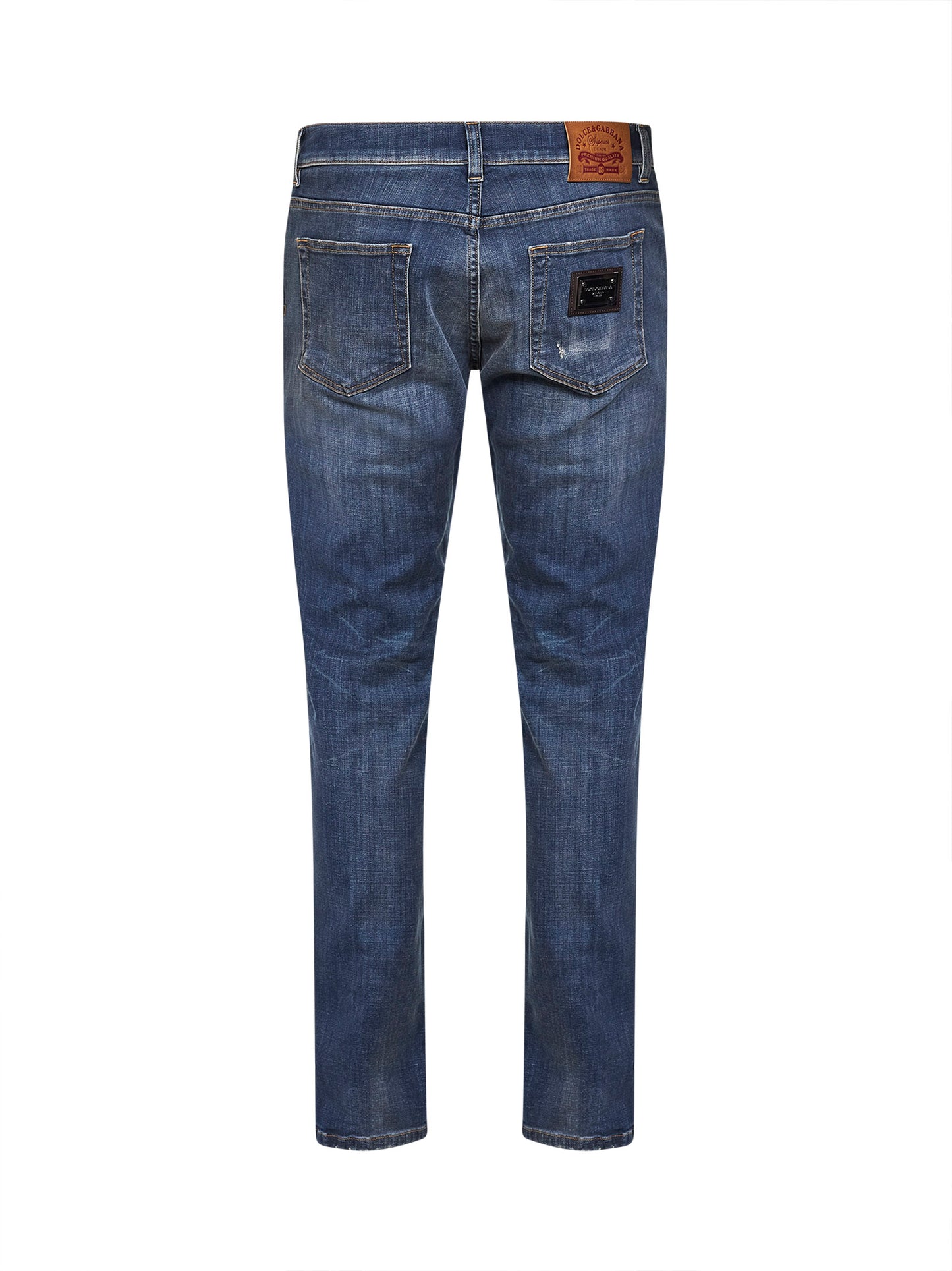 Blue stretch cotton denim slim jeans