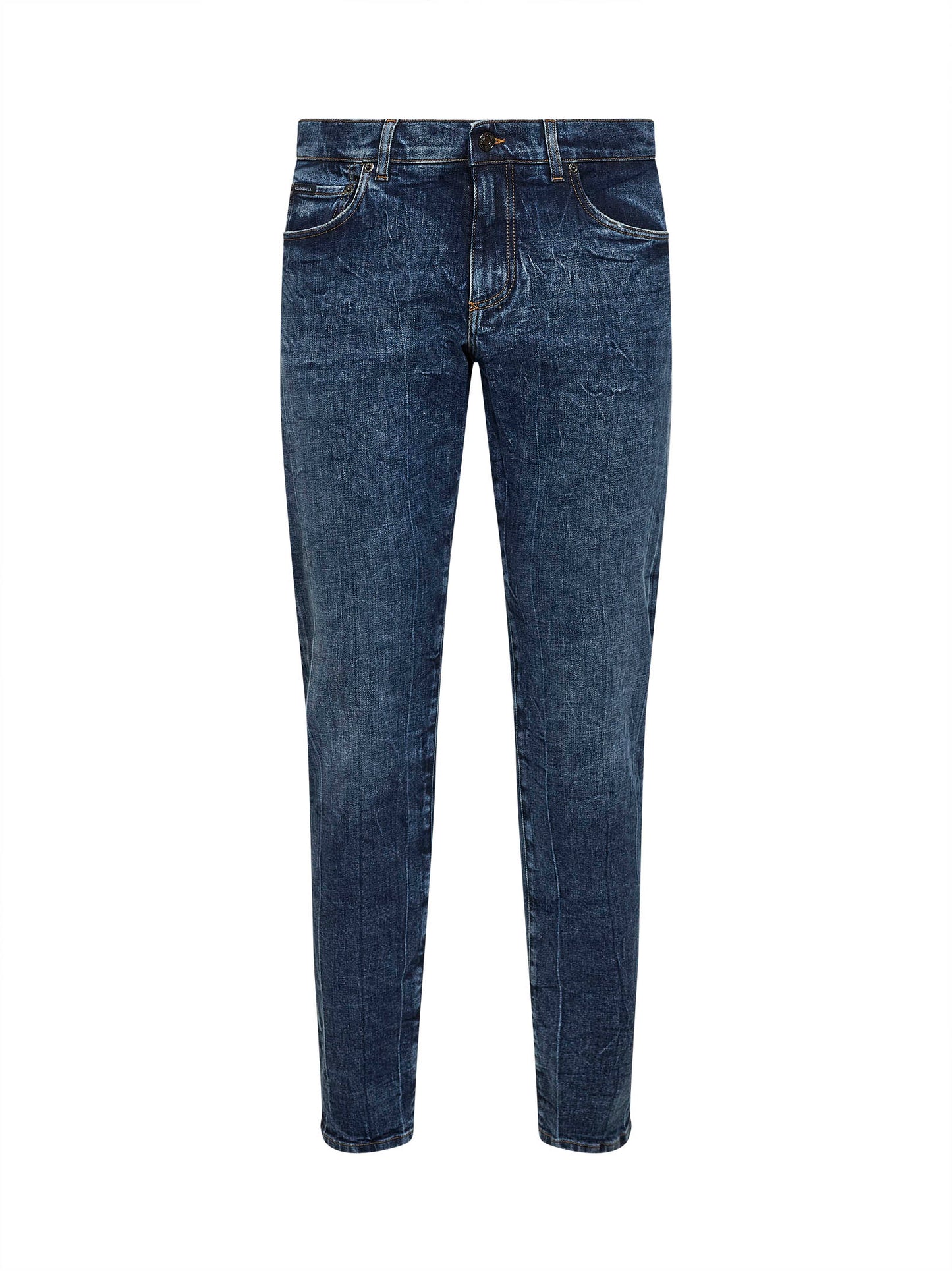 Jeans slim in denim di cotone stretch blu
