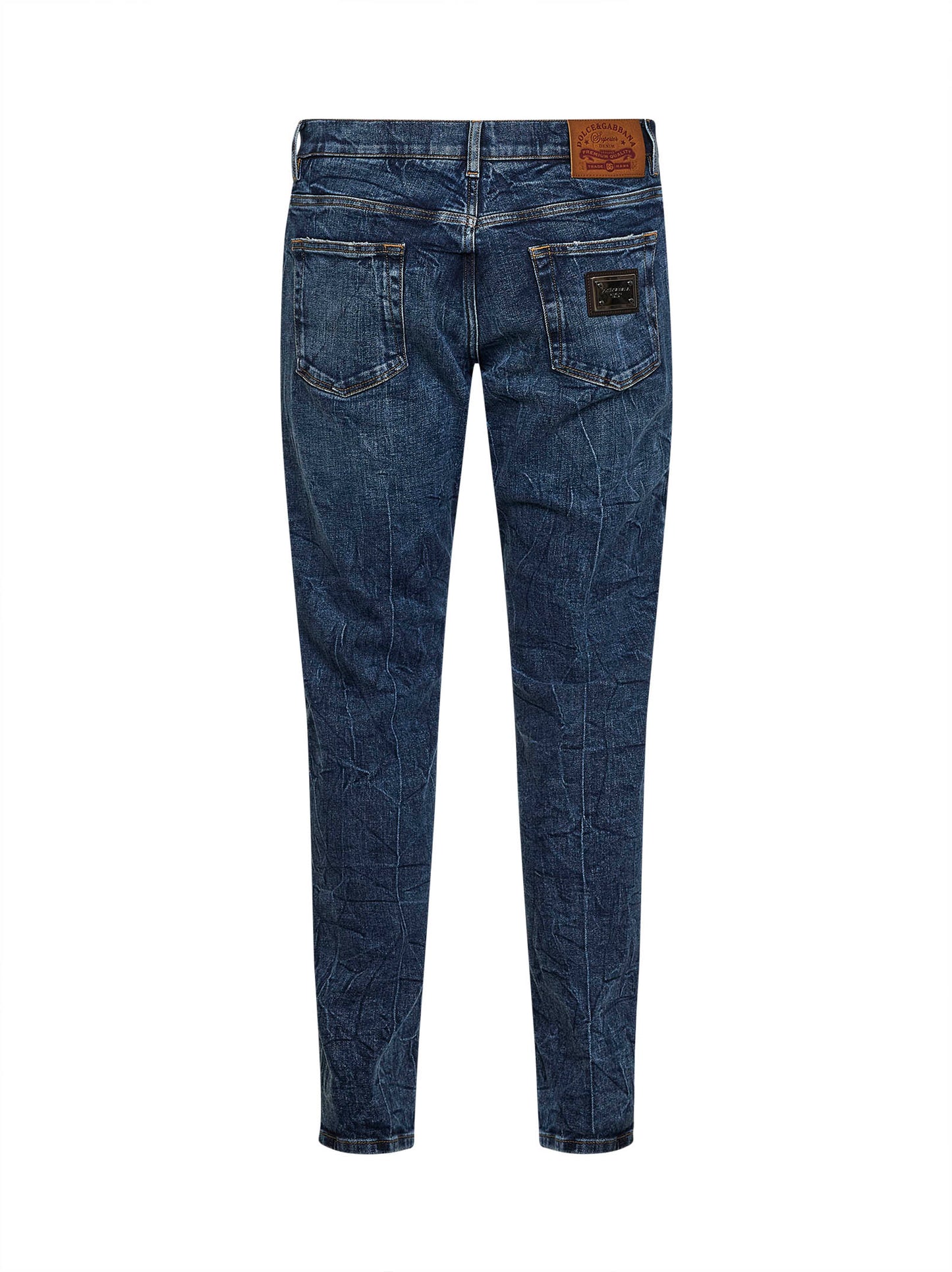 Jeans slim in denim di cotone stretch blu