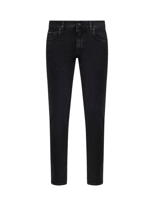 Black stretch cotton denim skinny jeans
