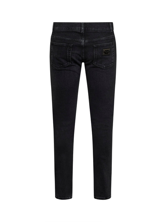 Black stretch cotton denim skinny jeans